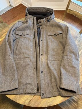 Guess Men's Gray Hooded Pea Coat